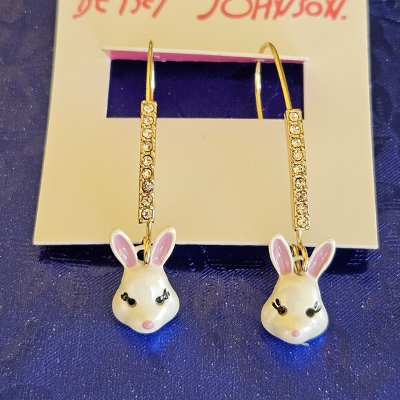 🐰🥚🪻Betsey Johnson EASTER BUNNY RABBIT Earrings - NWT🪻🥚🐰 - Picture 6 of 7